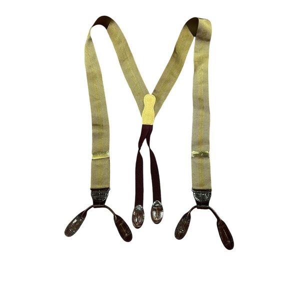 Martin Dingman Other - Martin Dingman Suspenders‎ Braces Tan Leather Brass Button